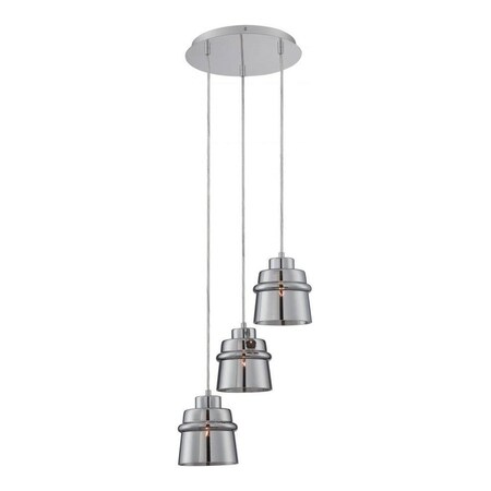 Lite Source 3-Lite Pendant Chrome/Smoke Mirrored Glass Shd E27 G 60Wx3 LS-19143